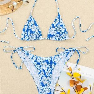 Blue and white floral bikini!